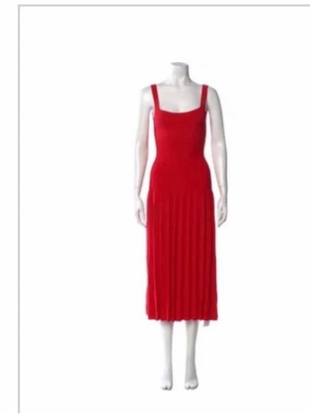 STAUD Red Sleeveless Scoop-Neck Midi Dress